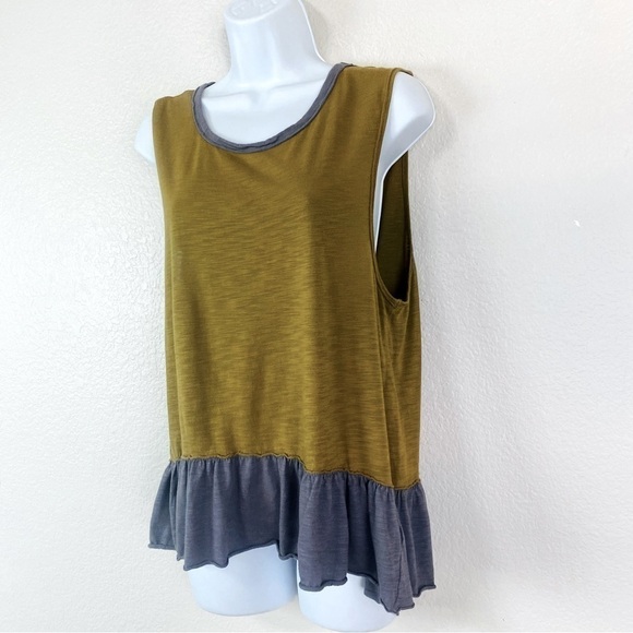 Chaser Color Block Ruffle Hem Cotton Tank Size S - Picture 1 of 8